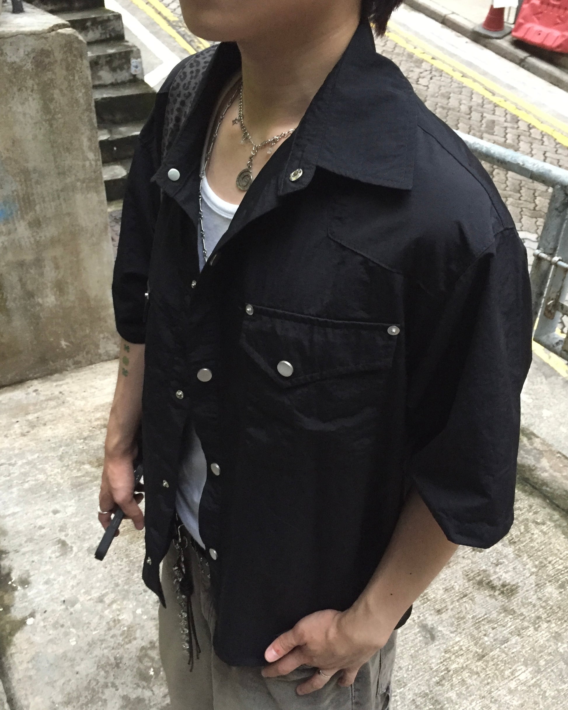western nylon shirt (black)
