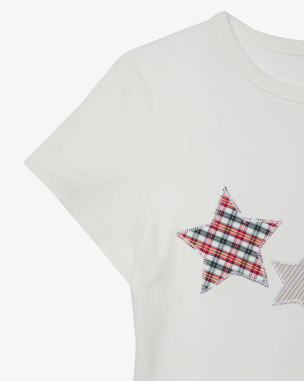 AEAE CHECK STAR TEE (WHITE)