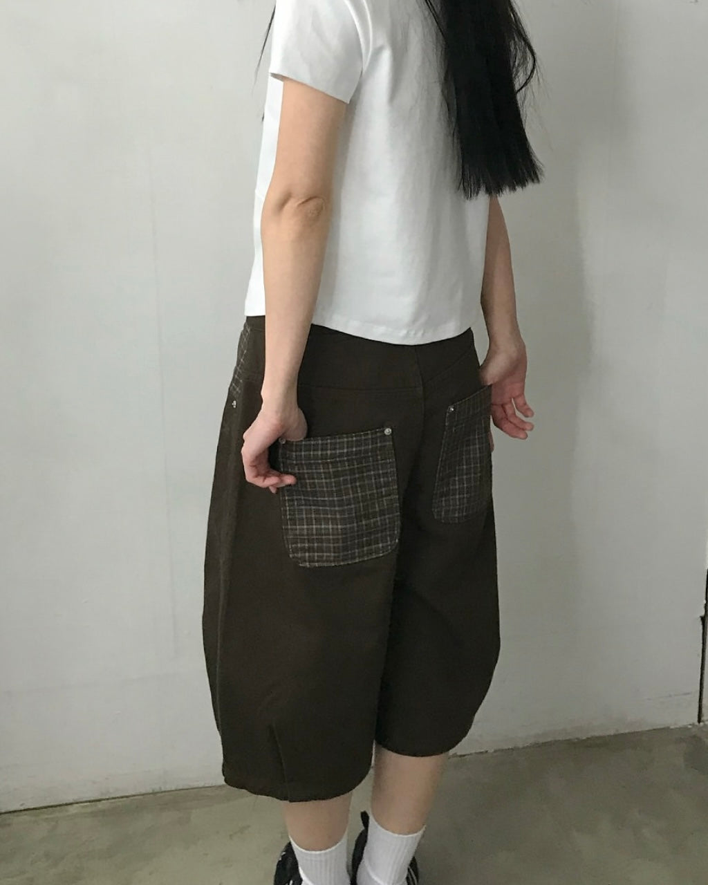 TCM CHECK POCKET HALF PANTS (CHARCOAL)