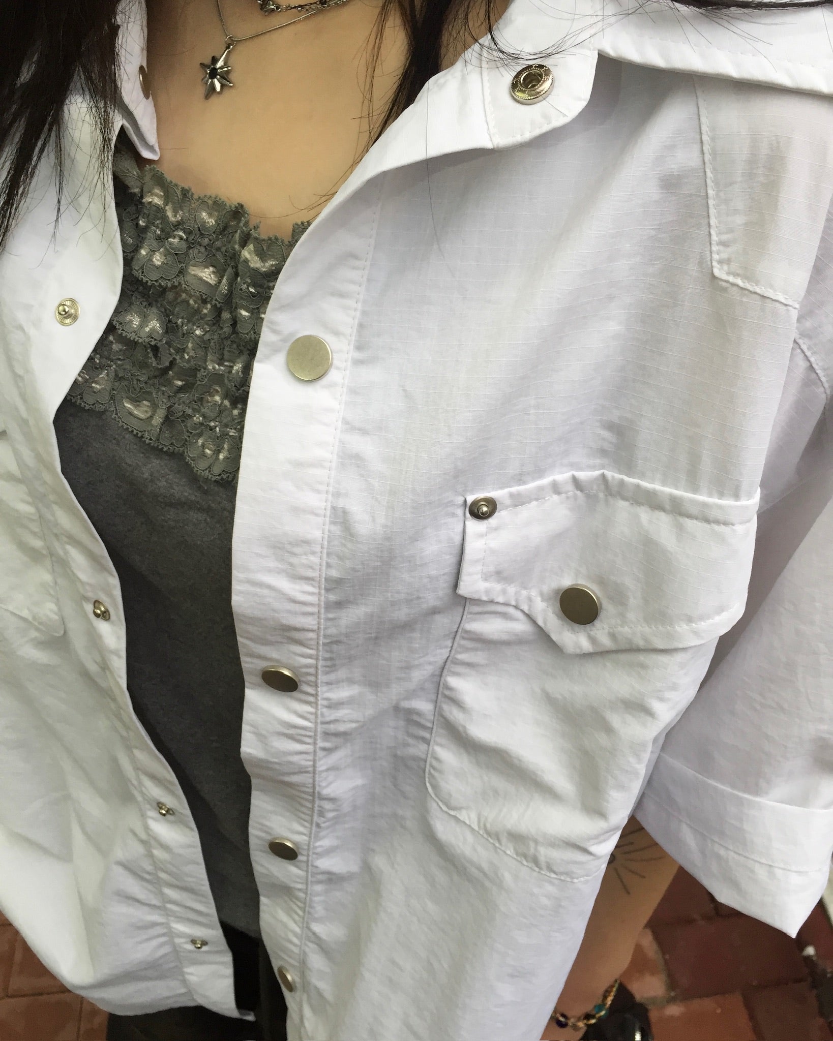(in stock) western nylon shirt (white)