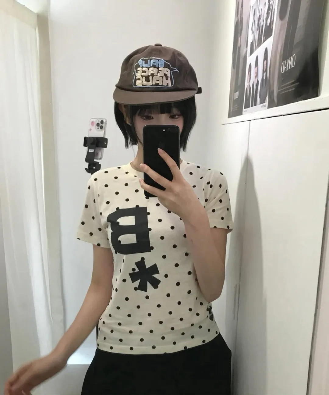 BAUF B LOGO SLIM FIT T-SHIRT (DOT IVORY)