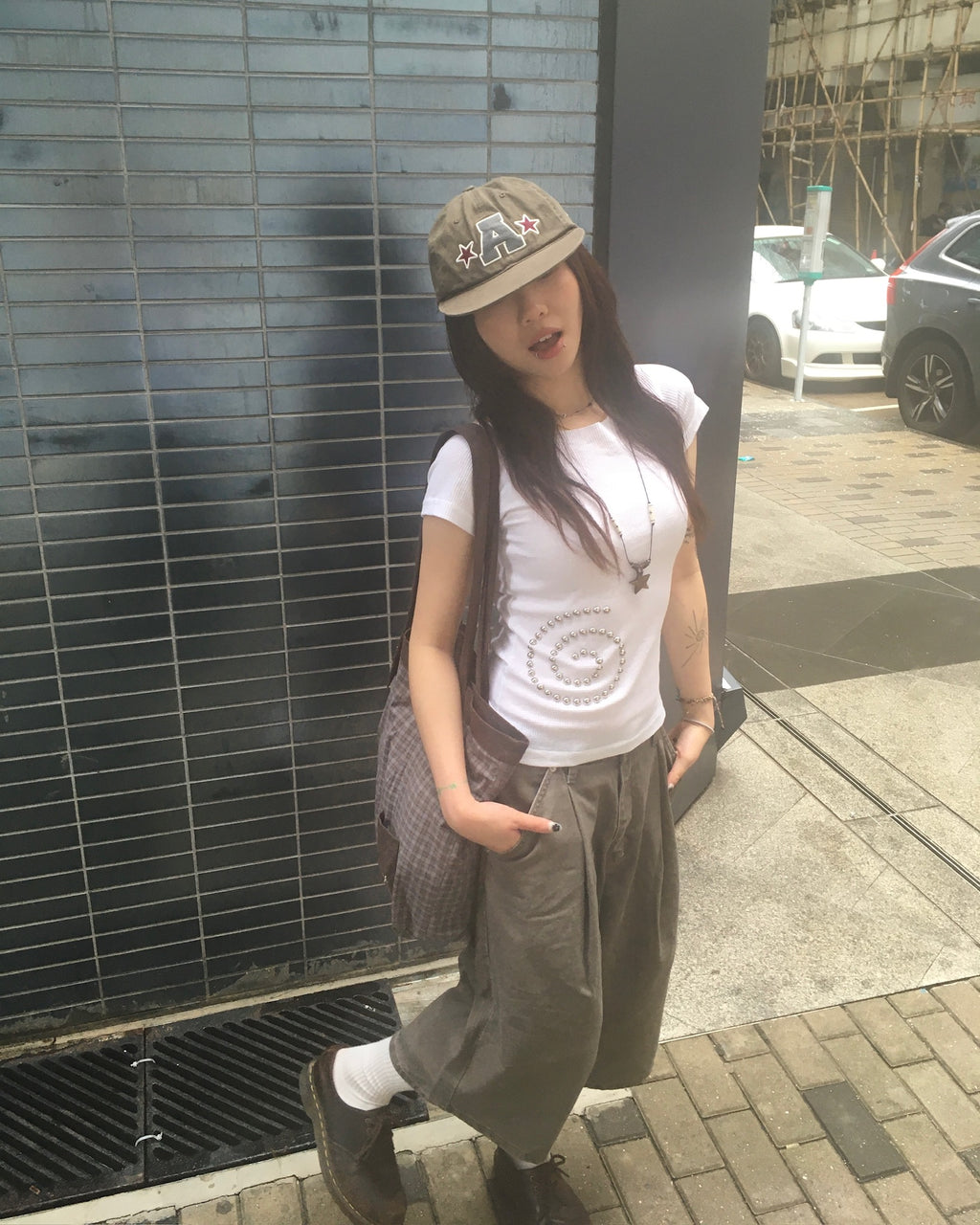 spiral studded tee (white)
