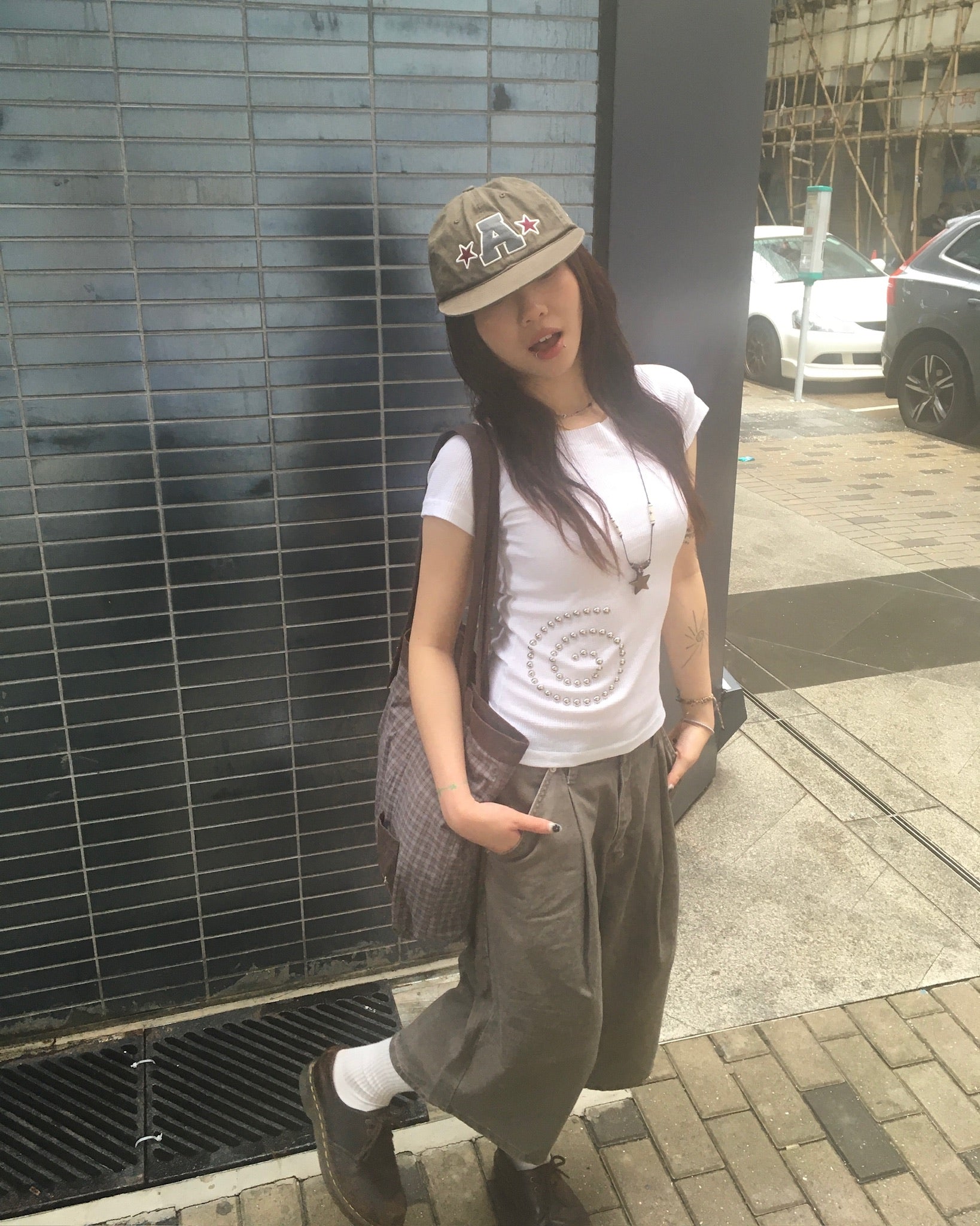 spiral studded tee (white)