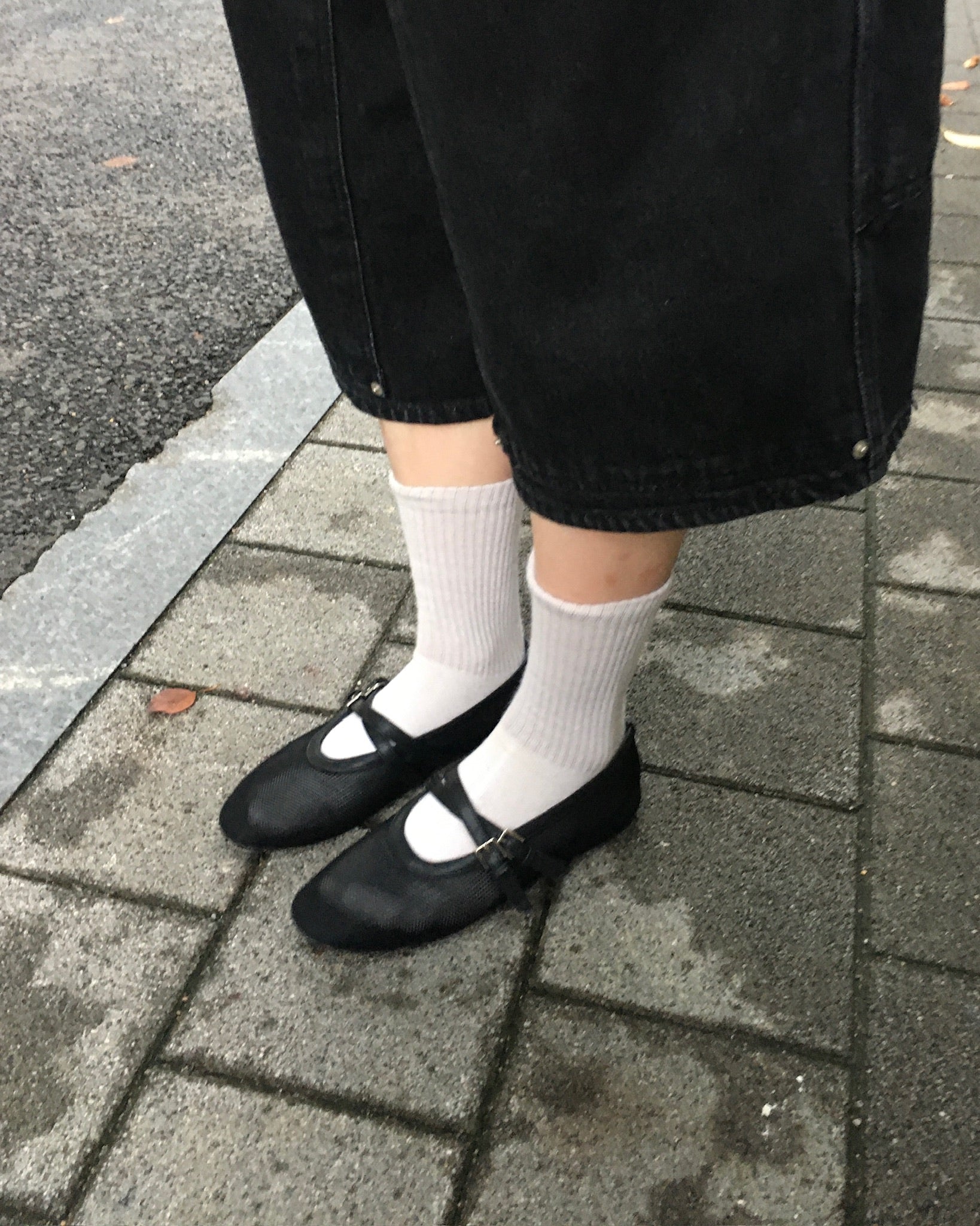 mesh mary jane loafers (black)