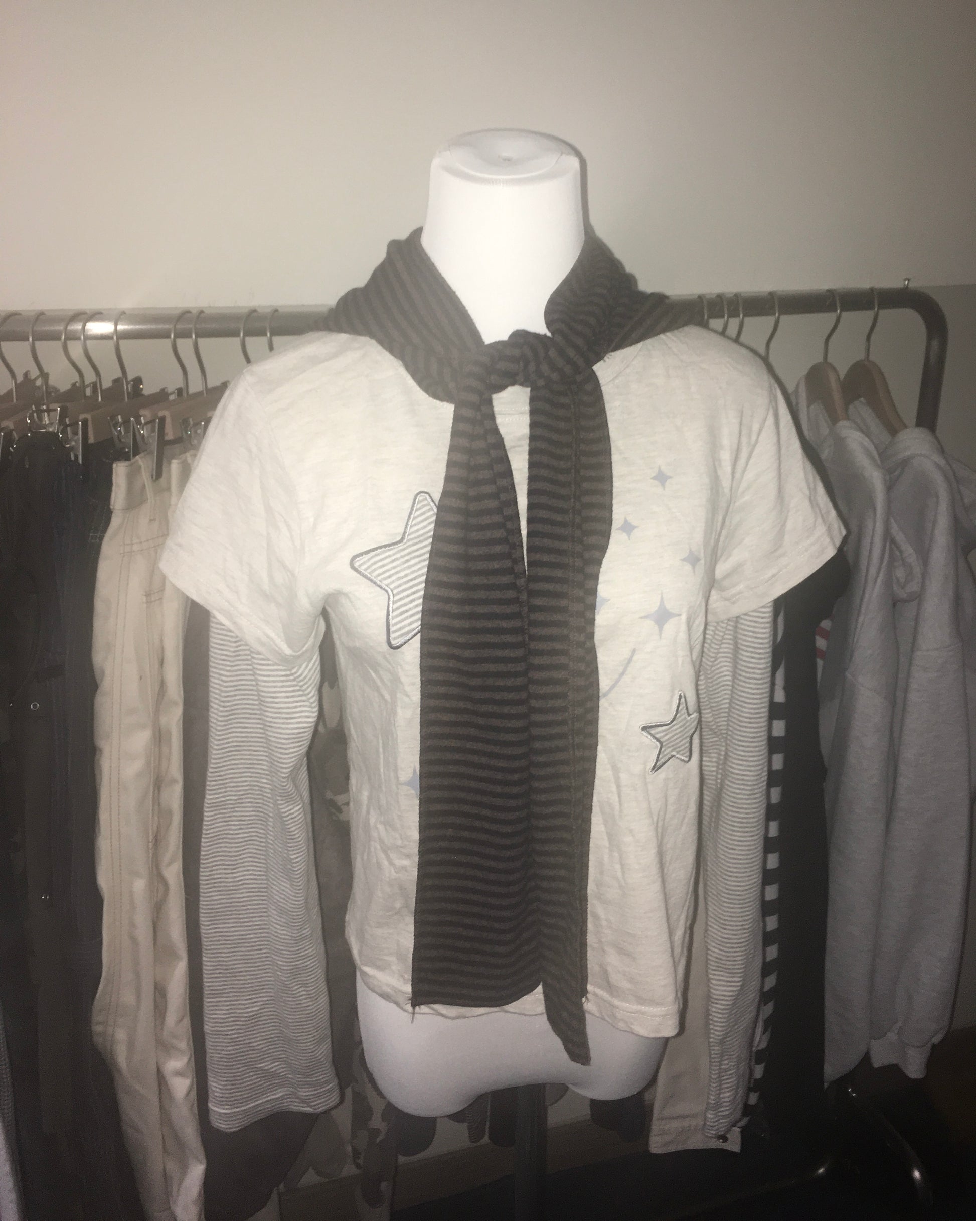 striped hooded scarf (brown)