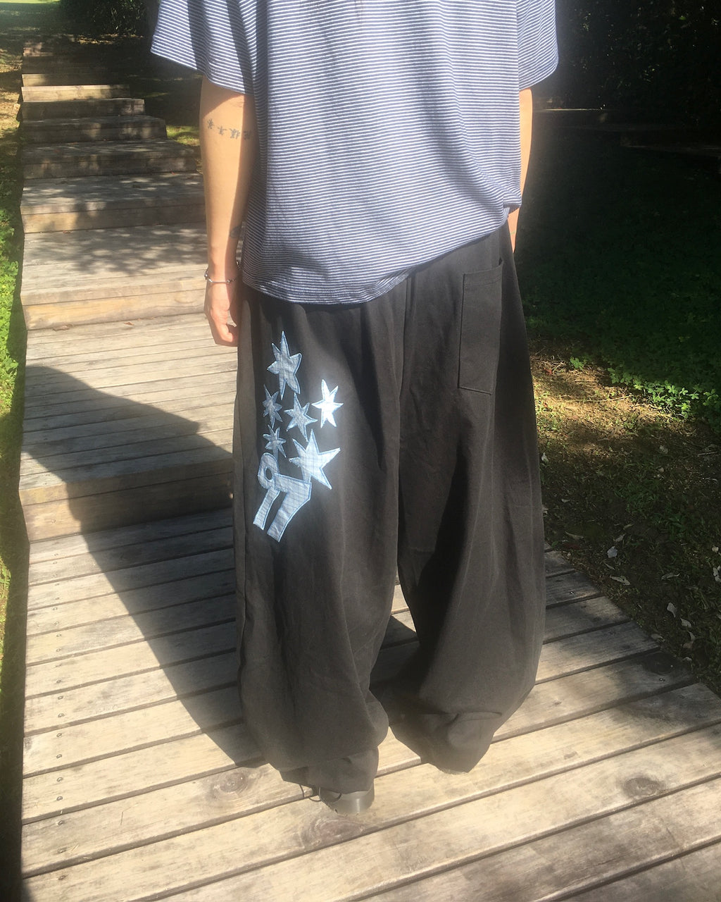 97 patch cotton pants (black)