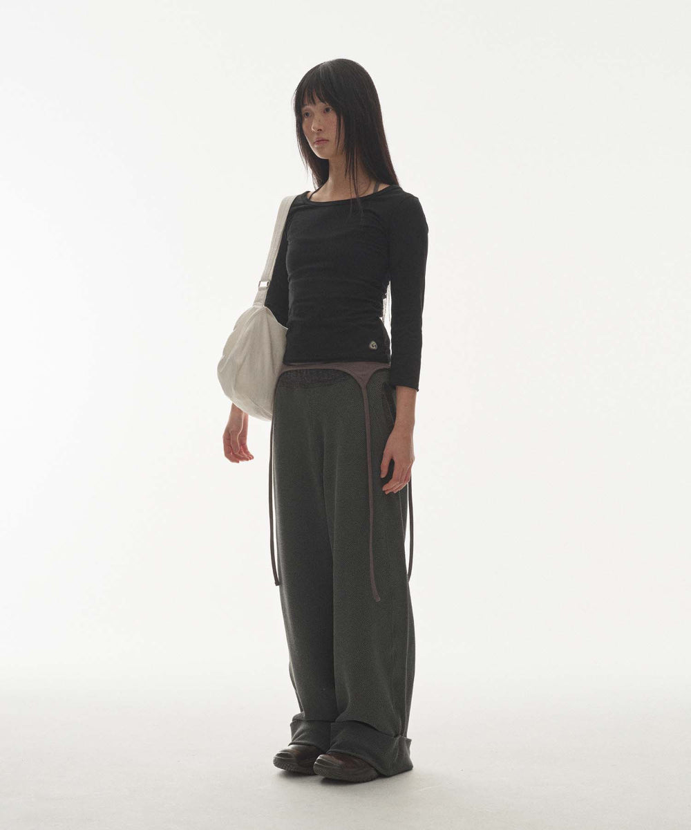 ✪【𝘱𝘳𝘦-𝘰𝘳𝘥𝘦𝘳】coyseio ribbed band pants (charcoal)