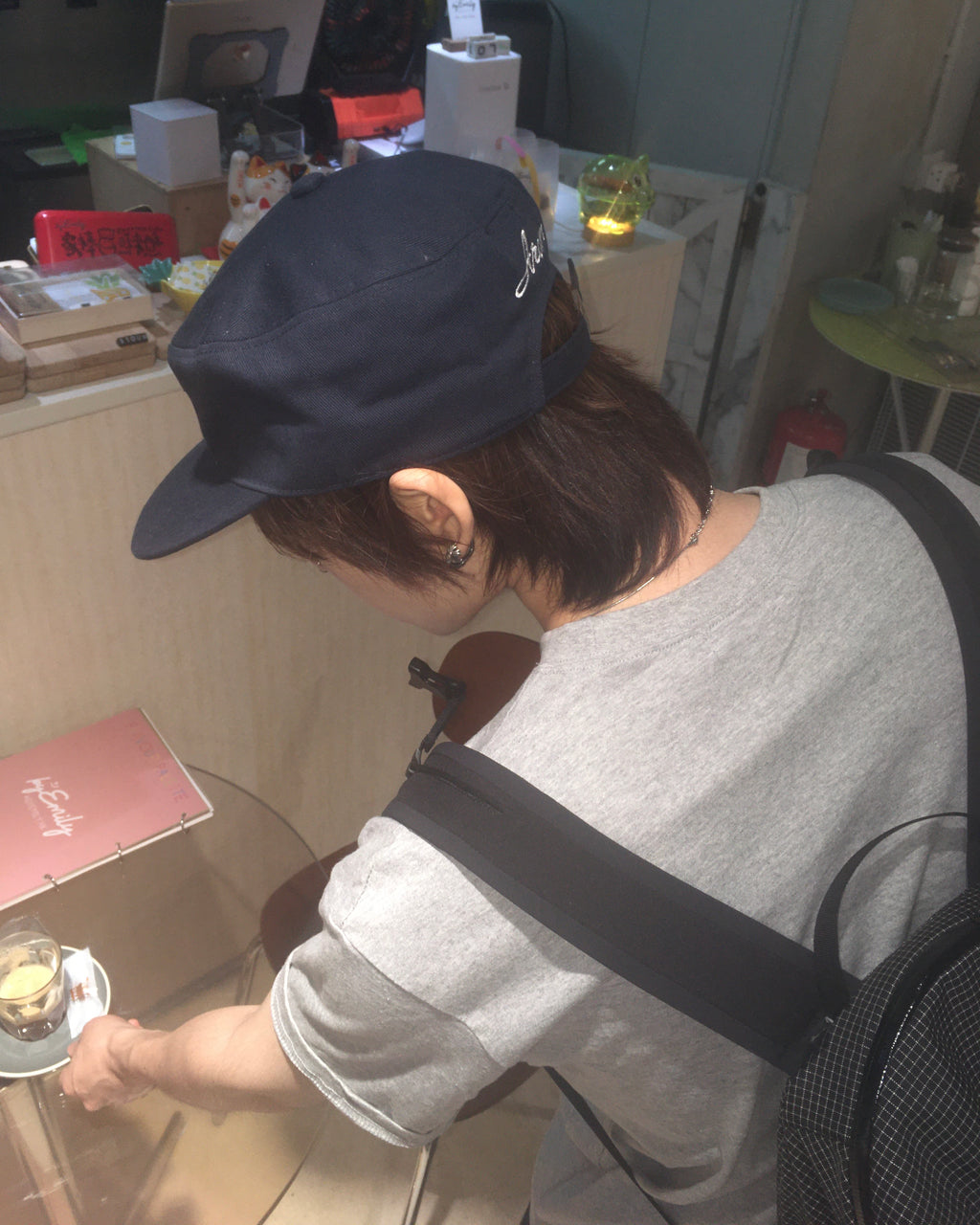 five star pillbox cap (navy)