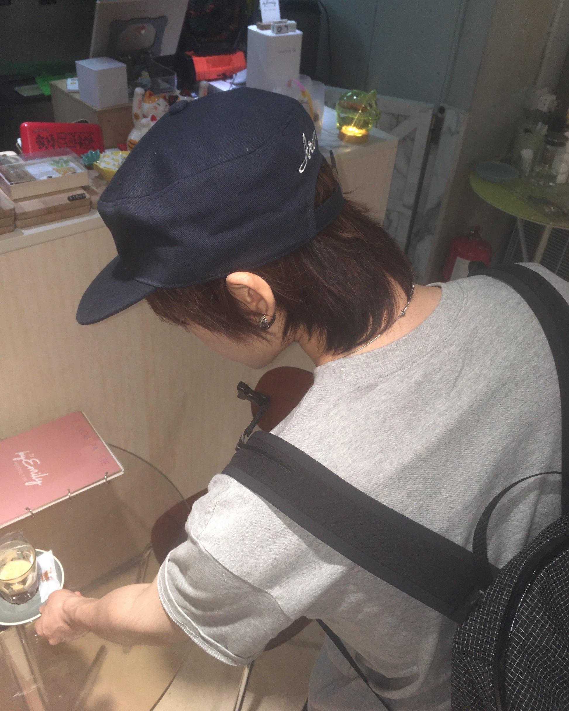 five star pillbox cap (navy)