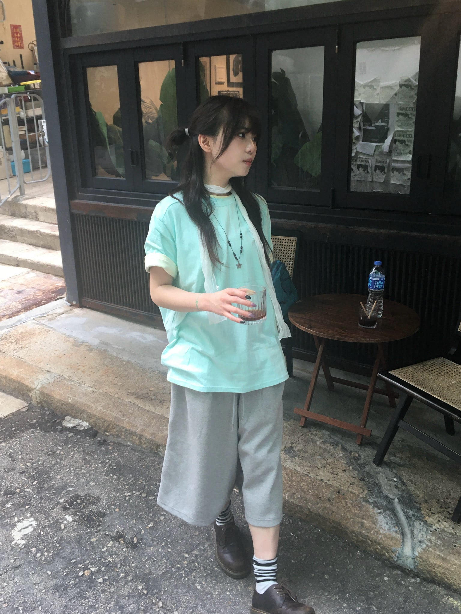 spiral half sweat pants (grey)