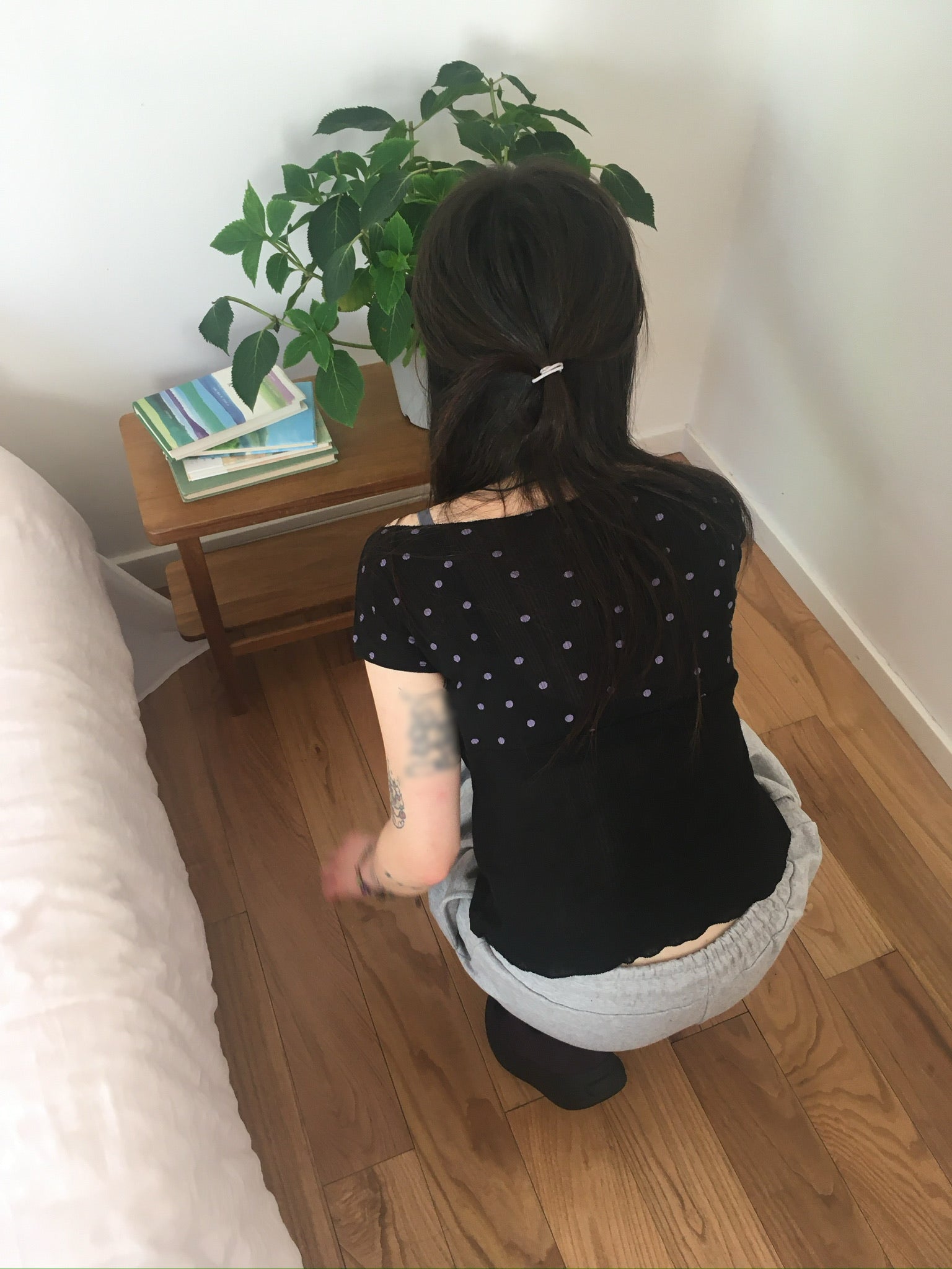 ribbed dot top (black)