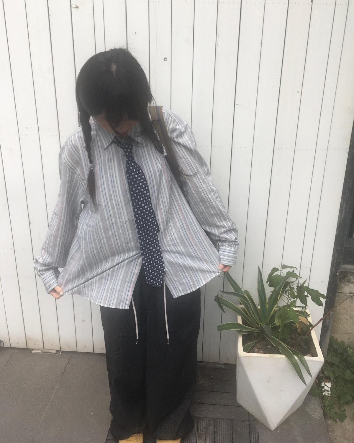 striped crop shirt (blue)