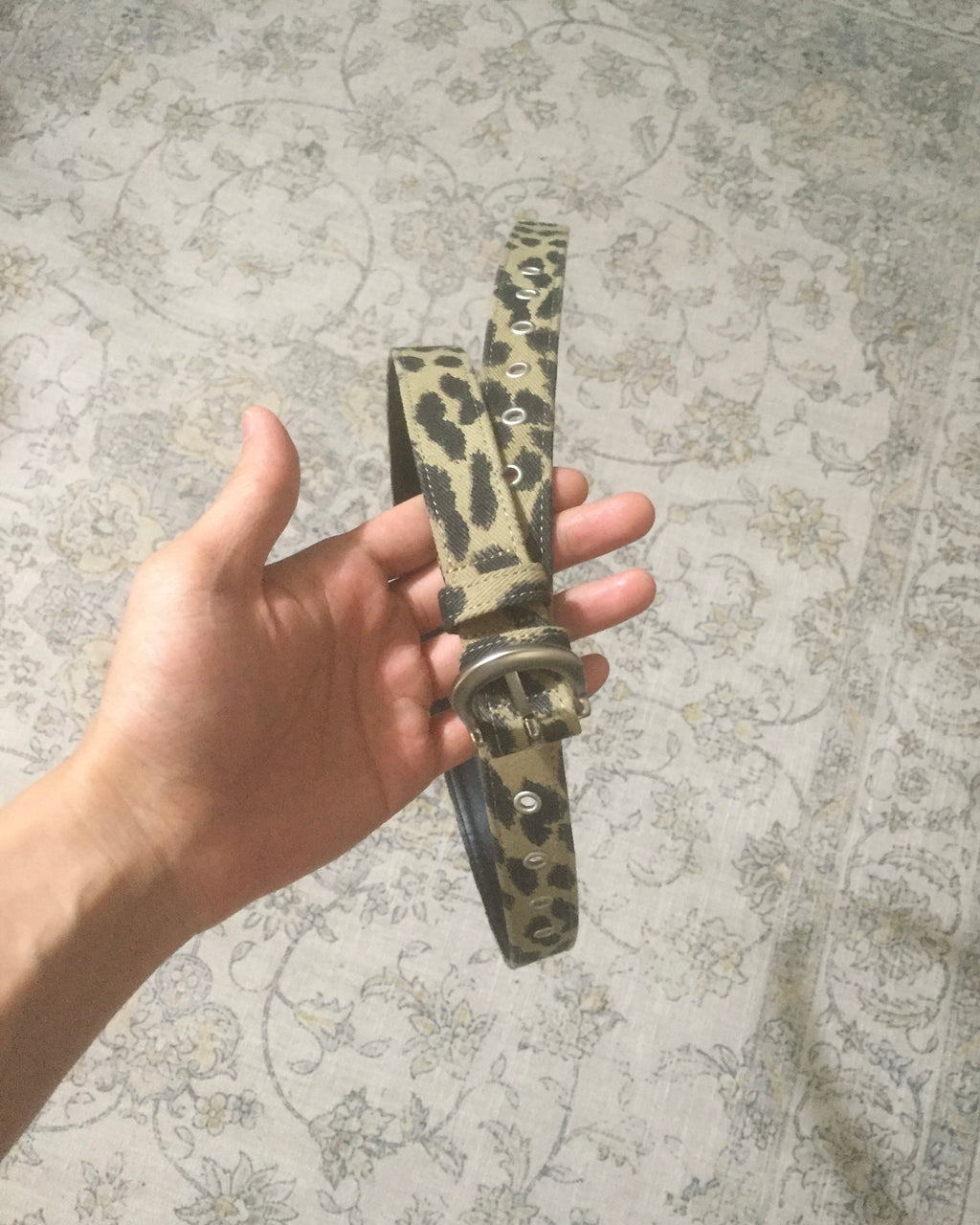 leopard eyelet belt (beige)