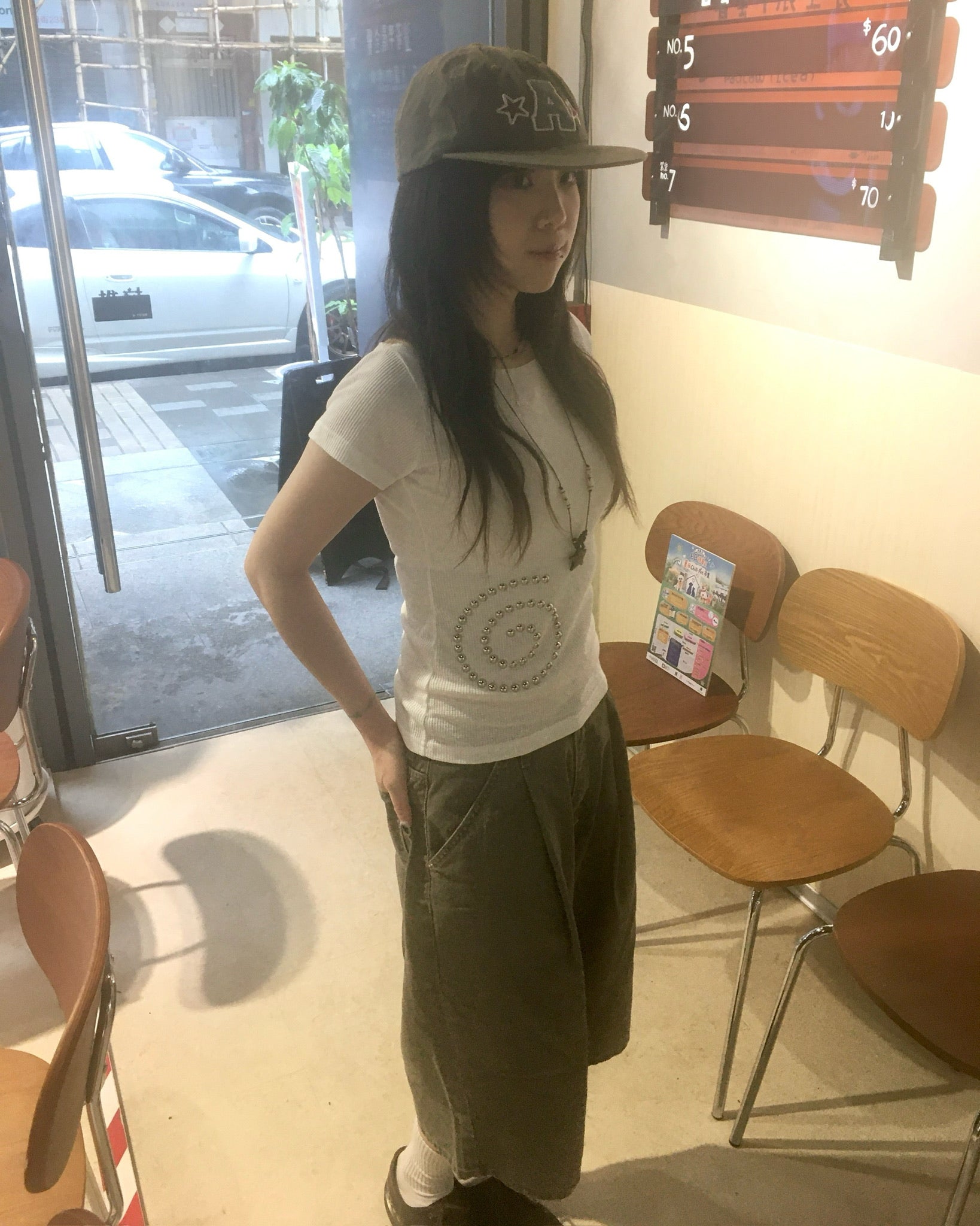 spiral studded tee (white)
