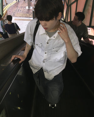 (in stock) western nylon shirt (white)