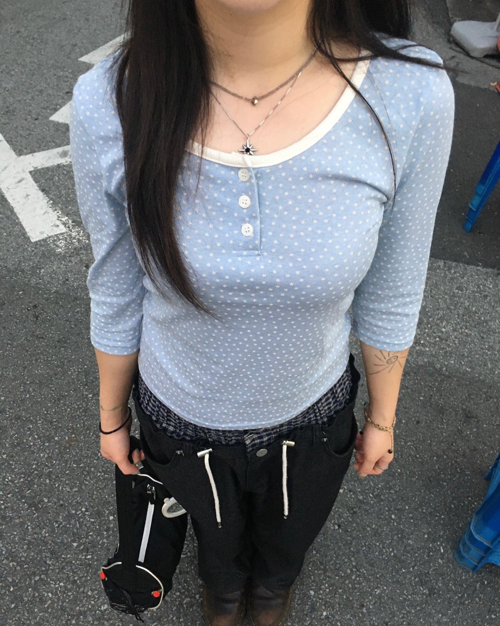 star 7 sleeve top (sky blue)