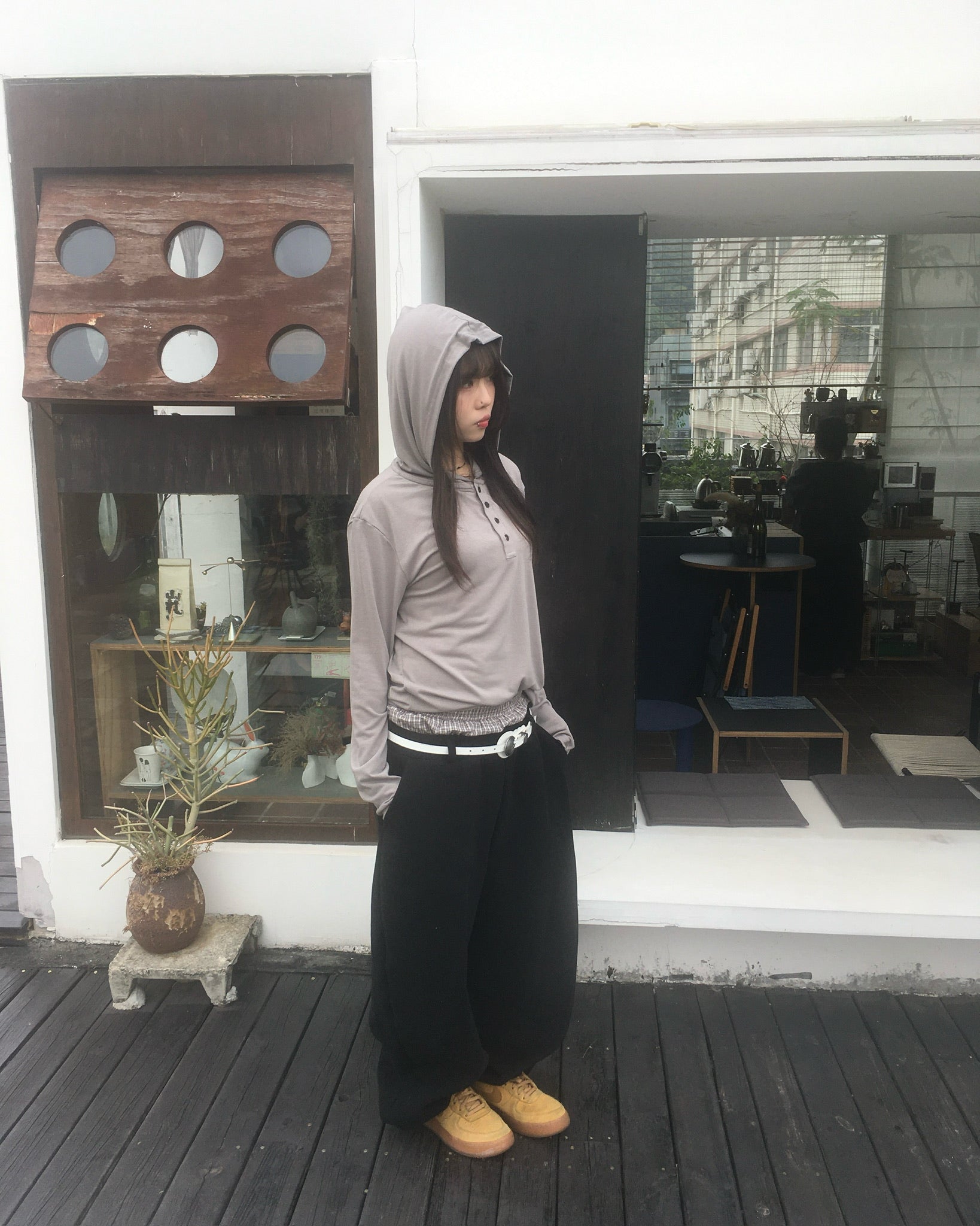 trunk layered sweat pants (black)