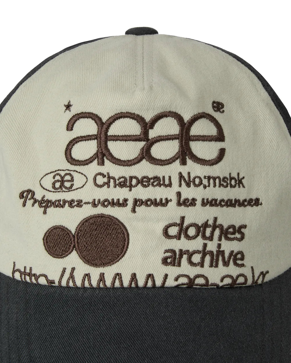 AEAE WEB LOGO 5 PANNEL BALL CAP (NAVY/IVORY)