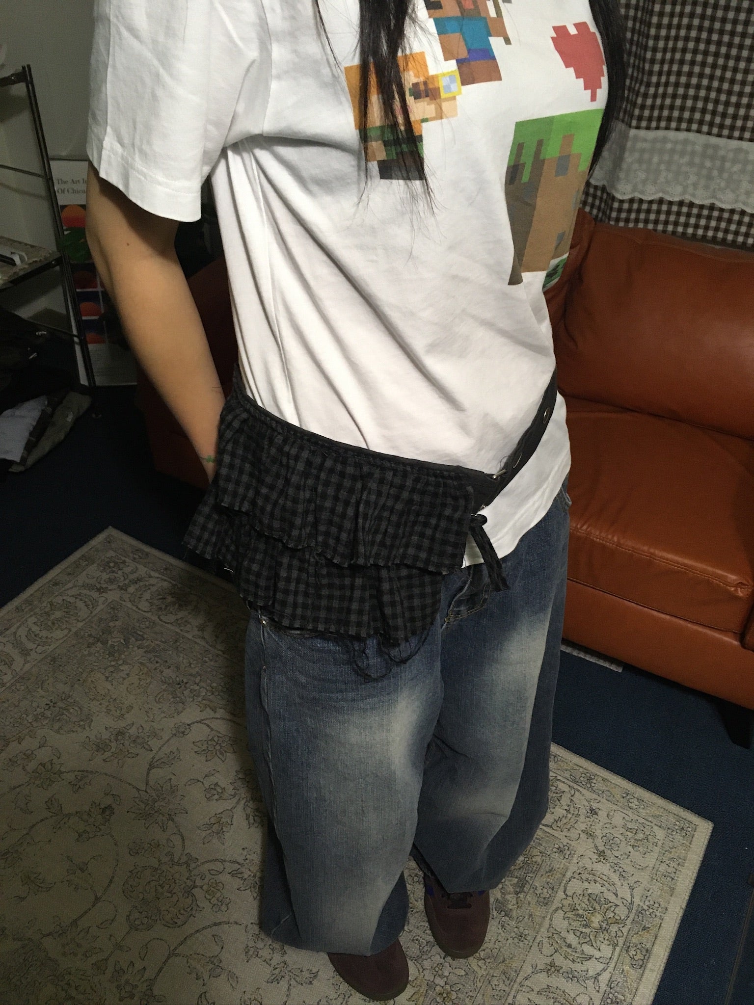 (in stock) rilly checked belt bag (black)