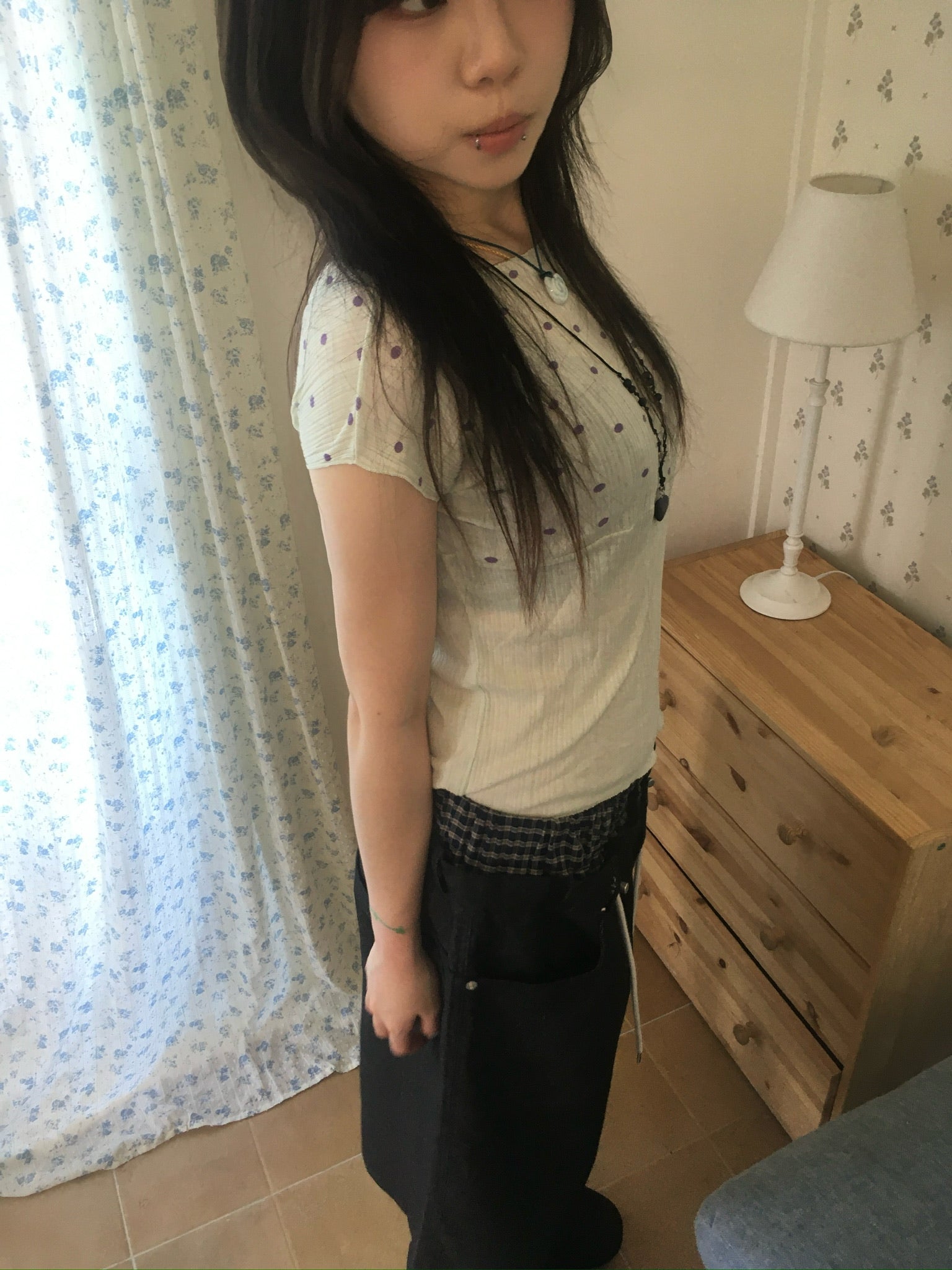 ribbed dot top (light green)