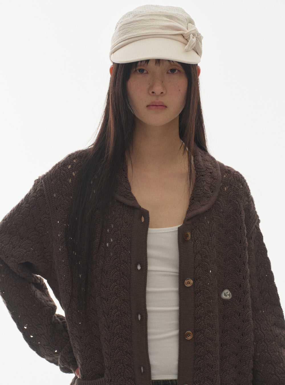 ✪【𝘱𝘳𝘦-𝘰𝘳𝘥𝘦𝘳】coyseio ribbon tie cap (2 color)