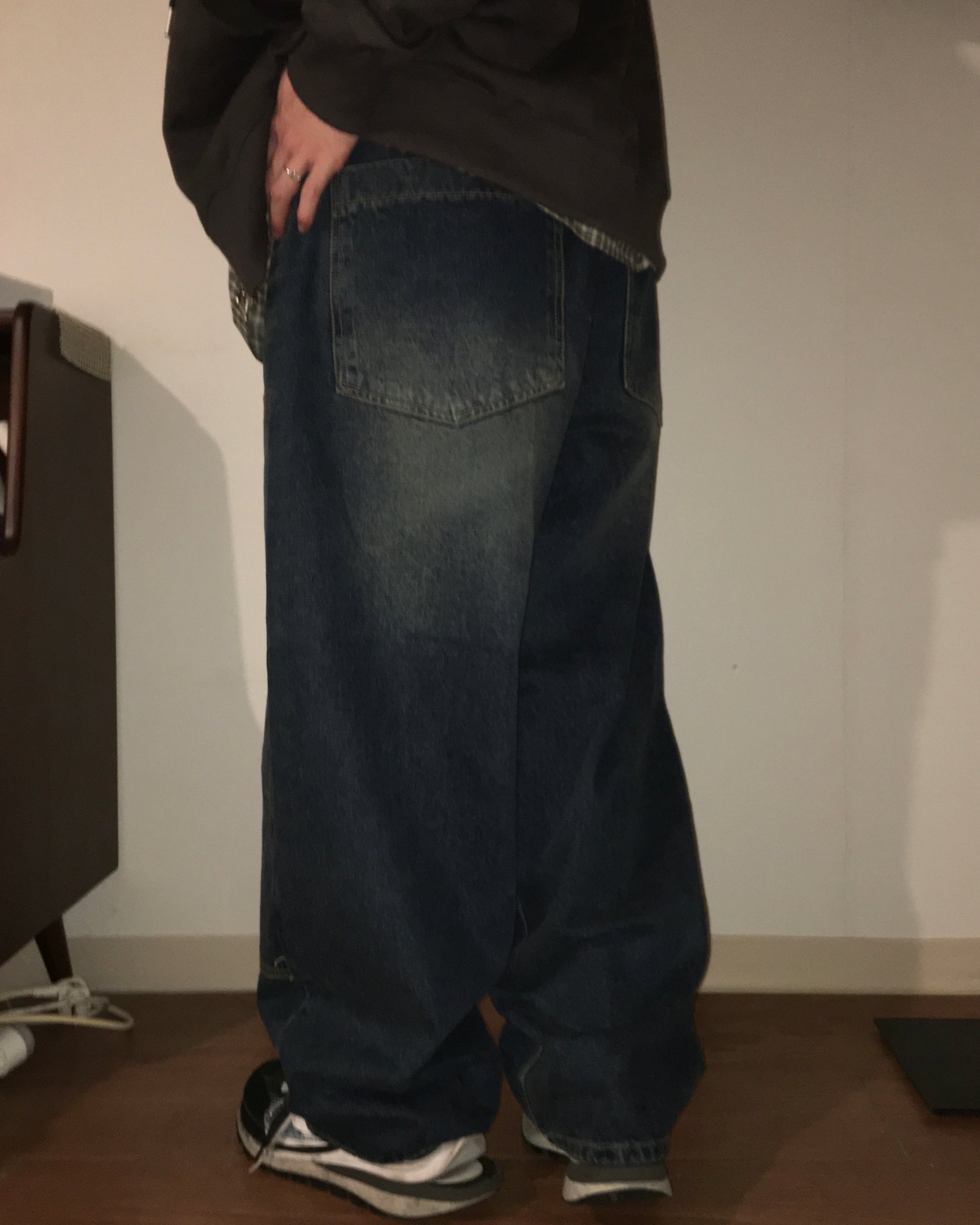(in stock) vintage layer washed jeans