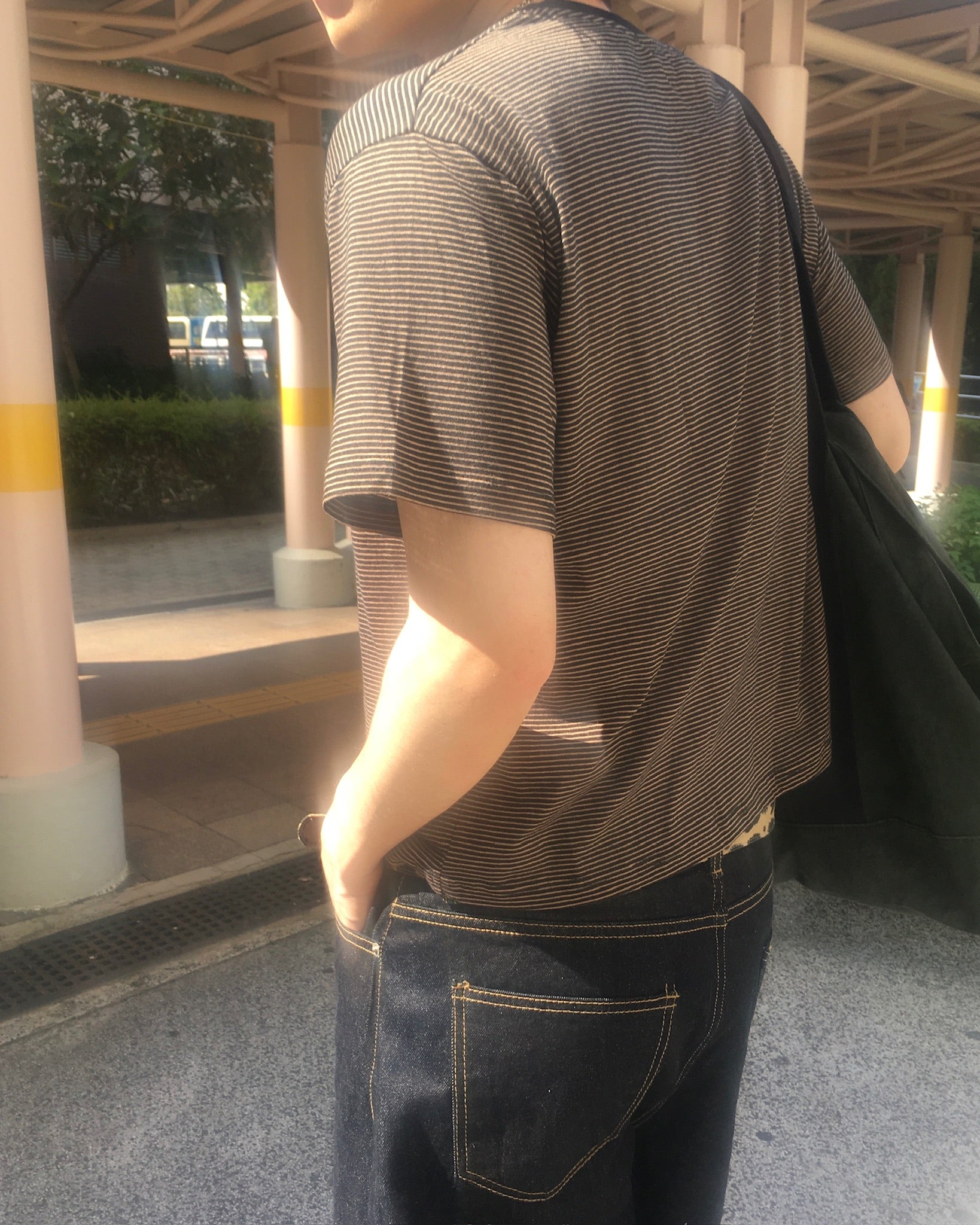 basic striped tee (black)