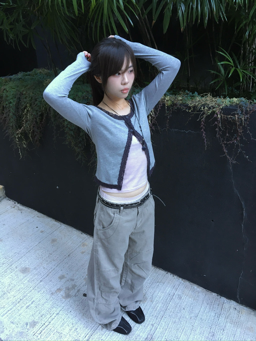 vintage washed cargo pants (beige)
