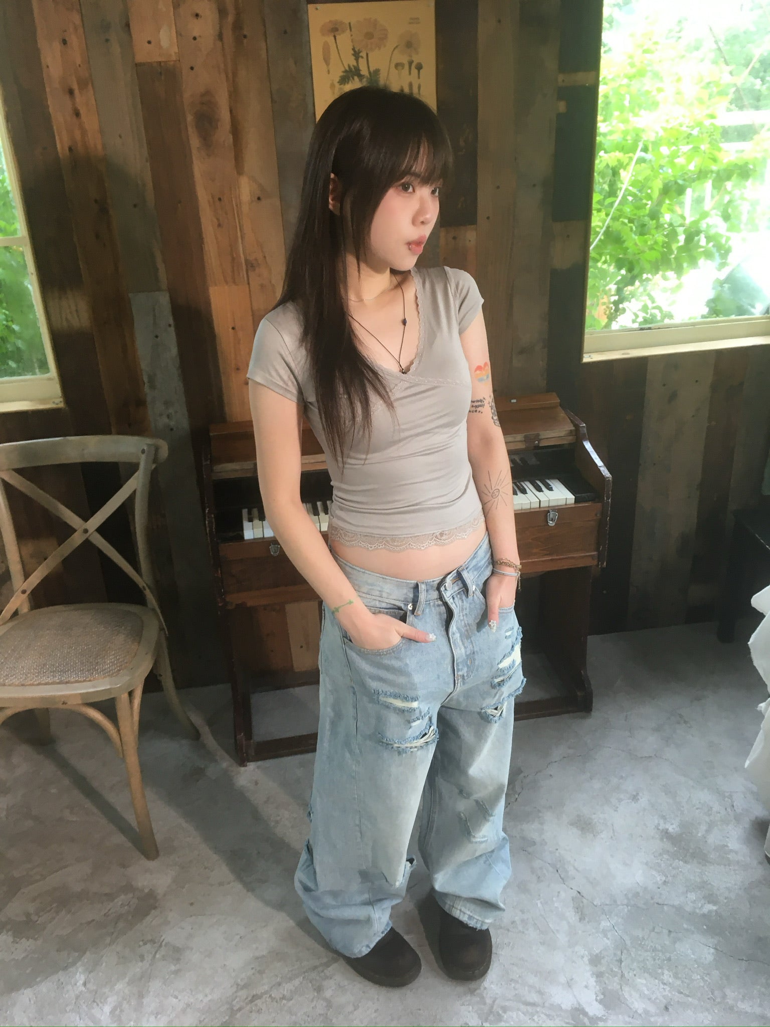 destroyed denim pants