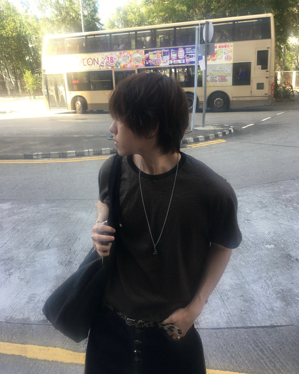 basic striped tee (black)