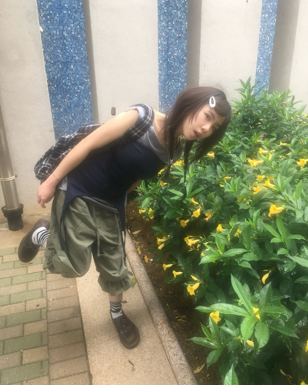 two-piece layered tee (navy/grey)
