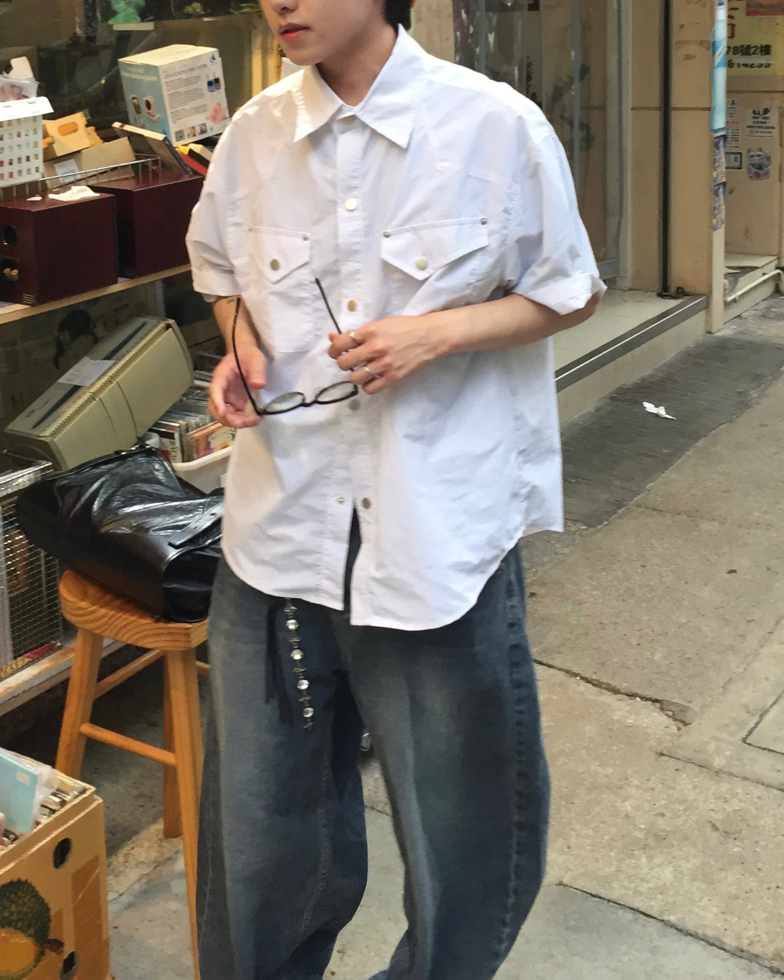 (in stock) western nylon shirt (white)