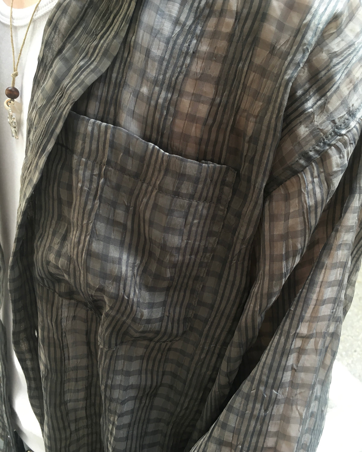 wrinkle checked shirt (charcoal)