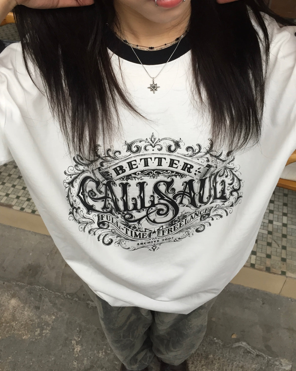 callsaul vintage ringer tee (white)