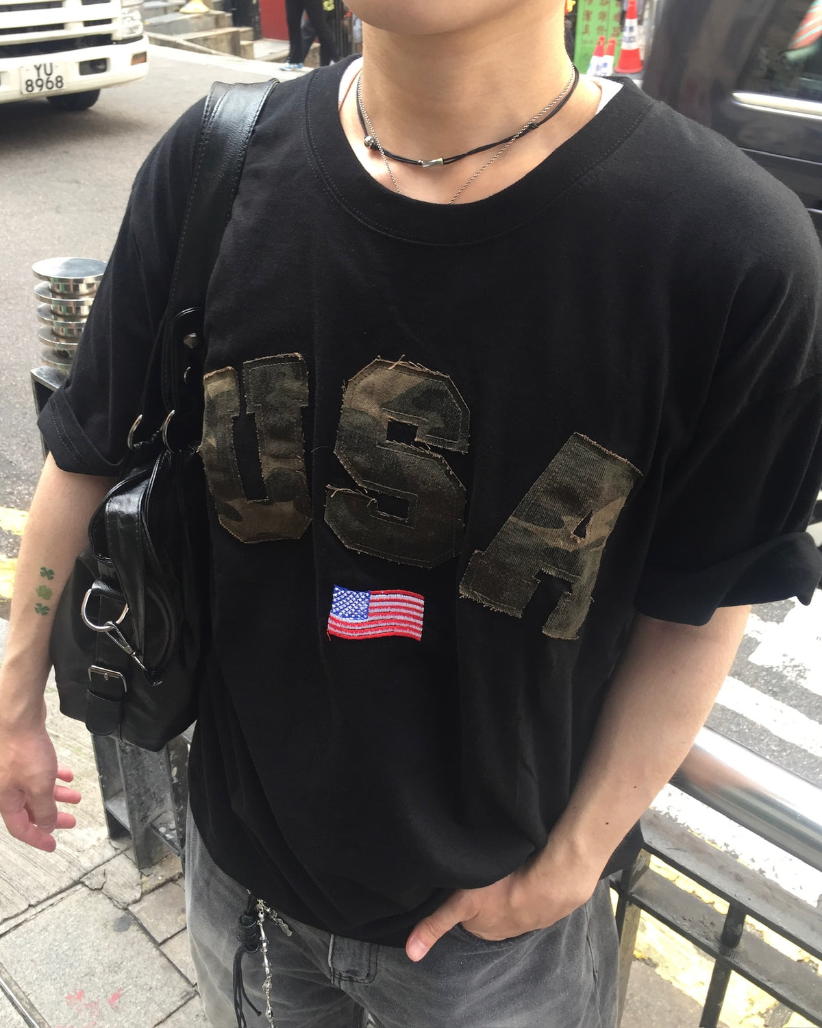 USA camo patch tee (black/camo)