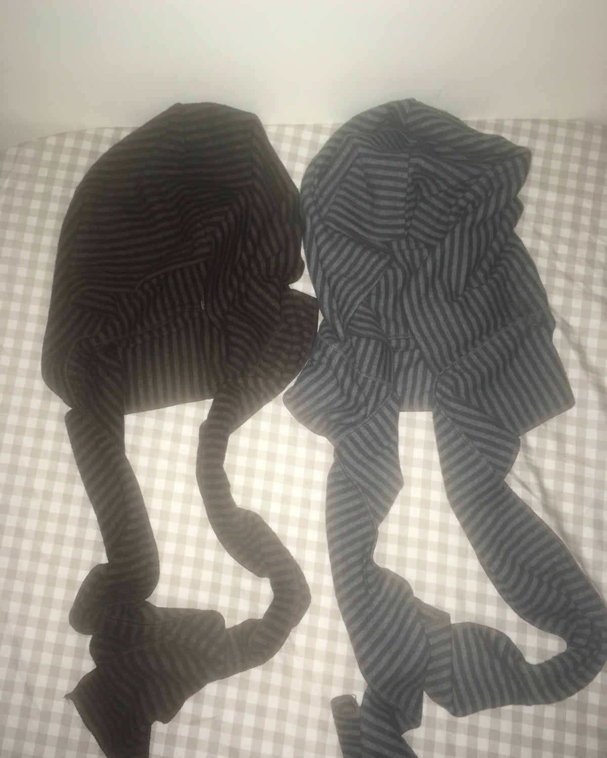 striped hooded scarf (brown)