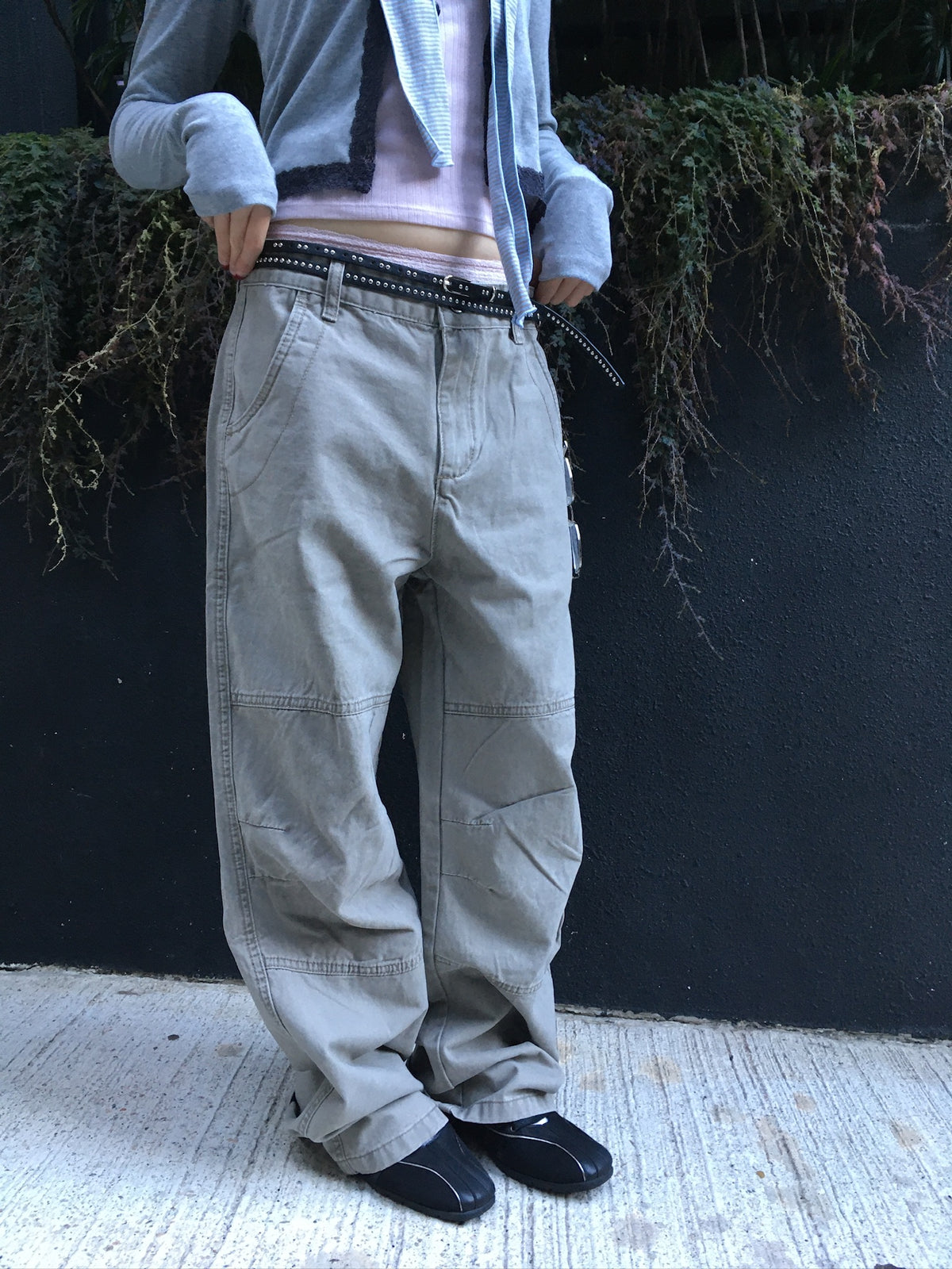 vintage washed cargo pants (beige)