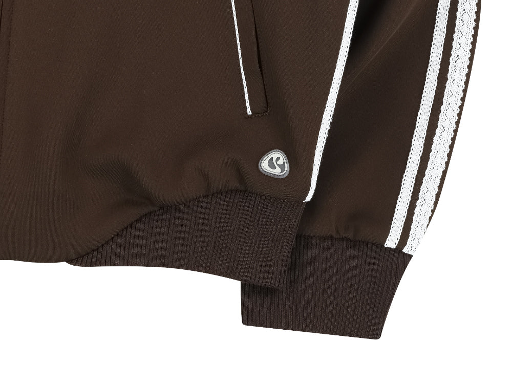 ✪【𝘱𝘳𝘦-𝘰𝘳𝘥𝘦𝘳】coyseio lace track jacket (brown)