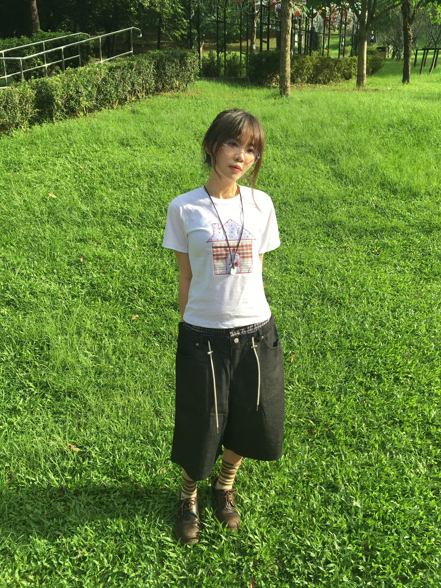 trunk layered half pants (black)