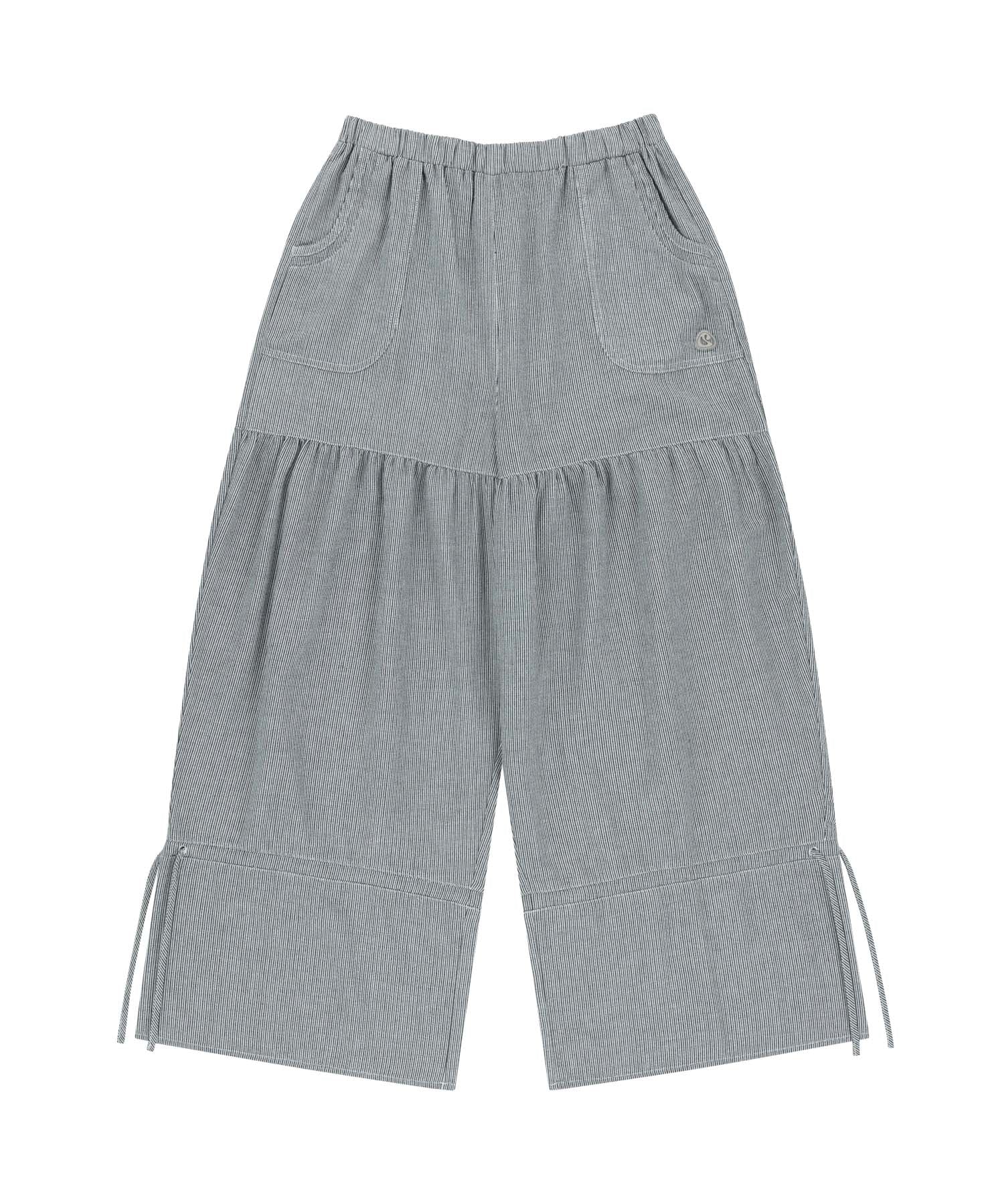 ✪【𝘱𝘳𝘦-𝘰𝘳𝘥𝘦𝘳】coyseio shirring rough stripe pants (light grey)