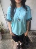 check roll-up pocket tee (mint)
