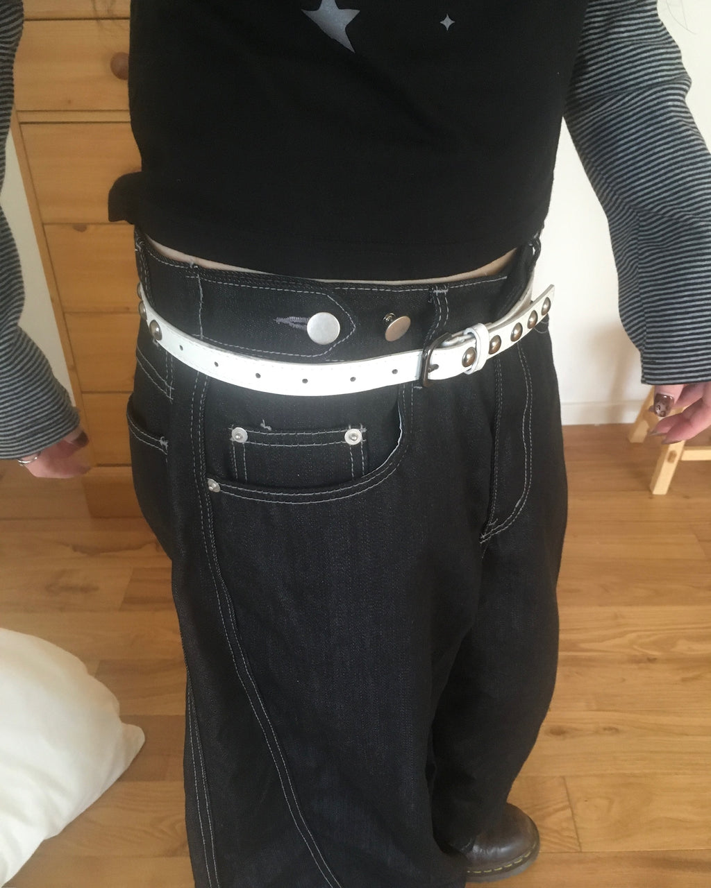 stitch pocket pants (black)