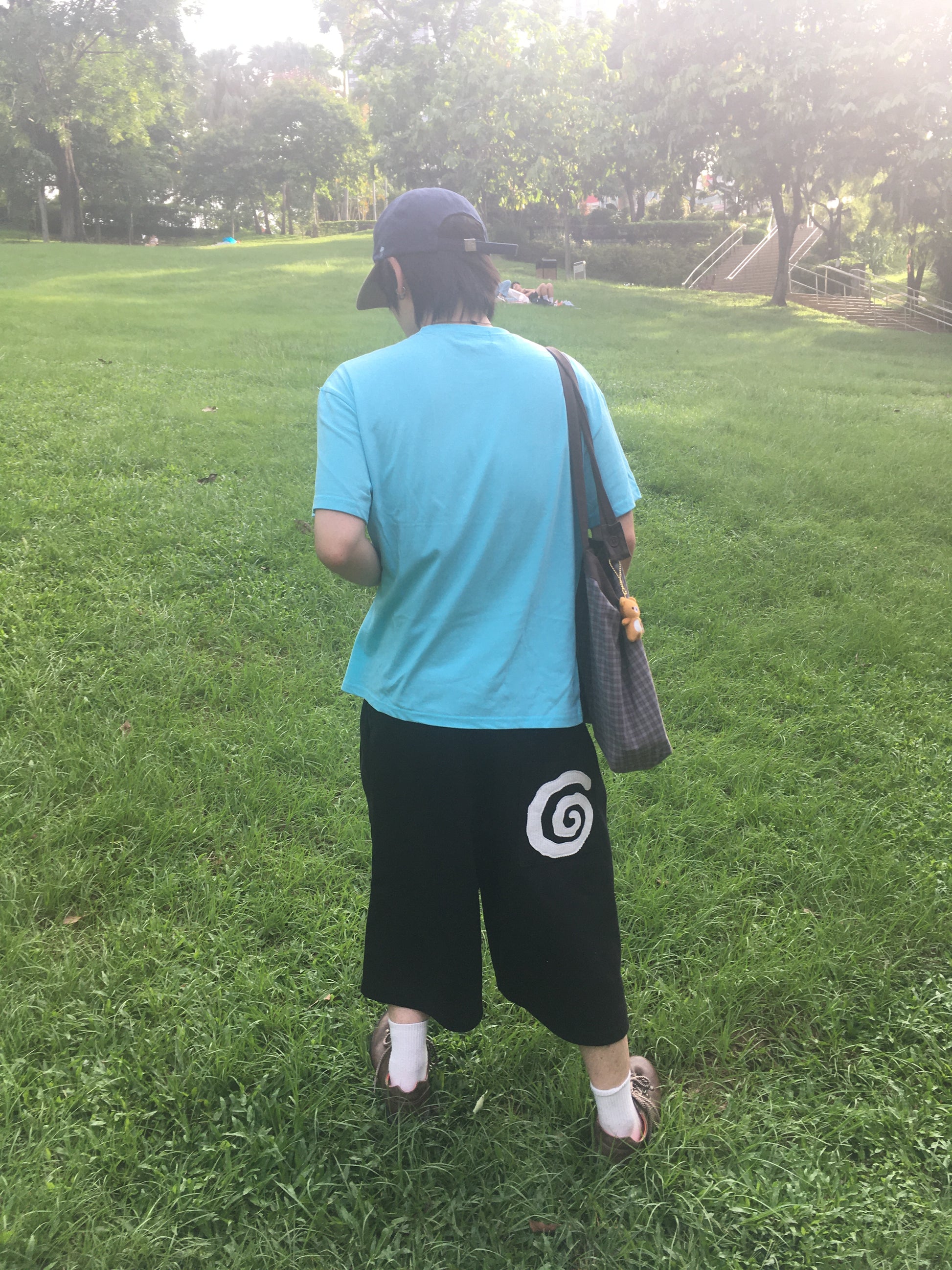 spiral half sweat pants (black)