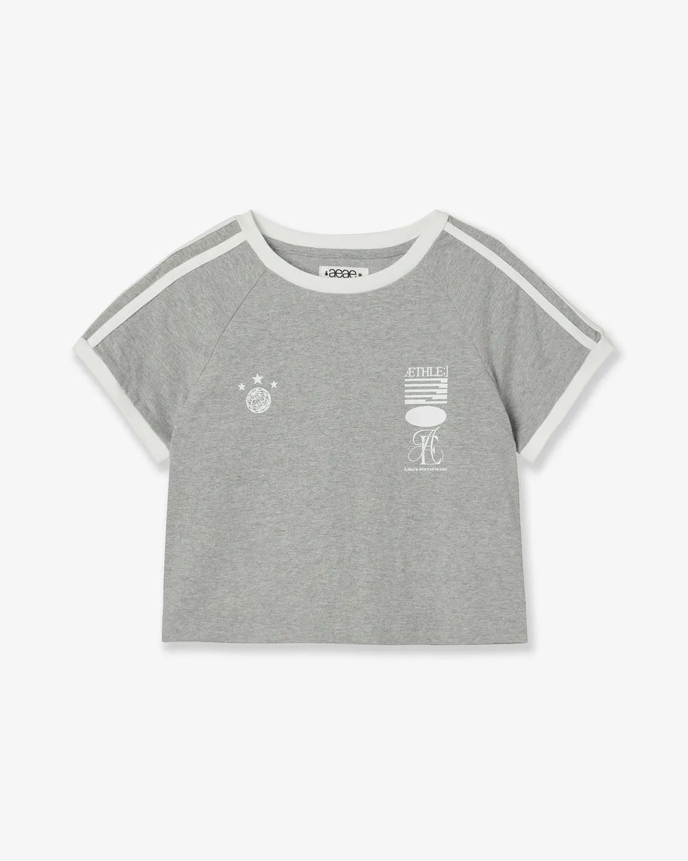 AEAE ATHLETE STRIPE HALF T-SHIRTS (GREY)