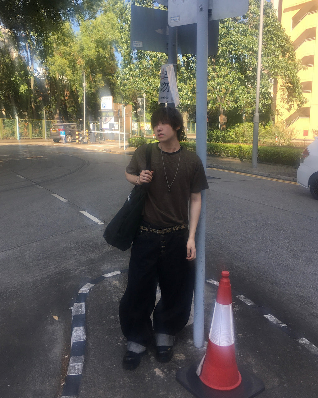 basic striped tee (black)