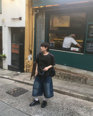 (in stock) layered pocket bermuda jeans (blue)