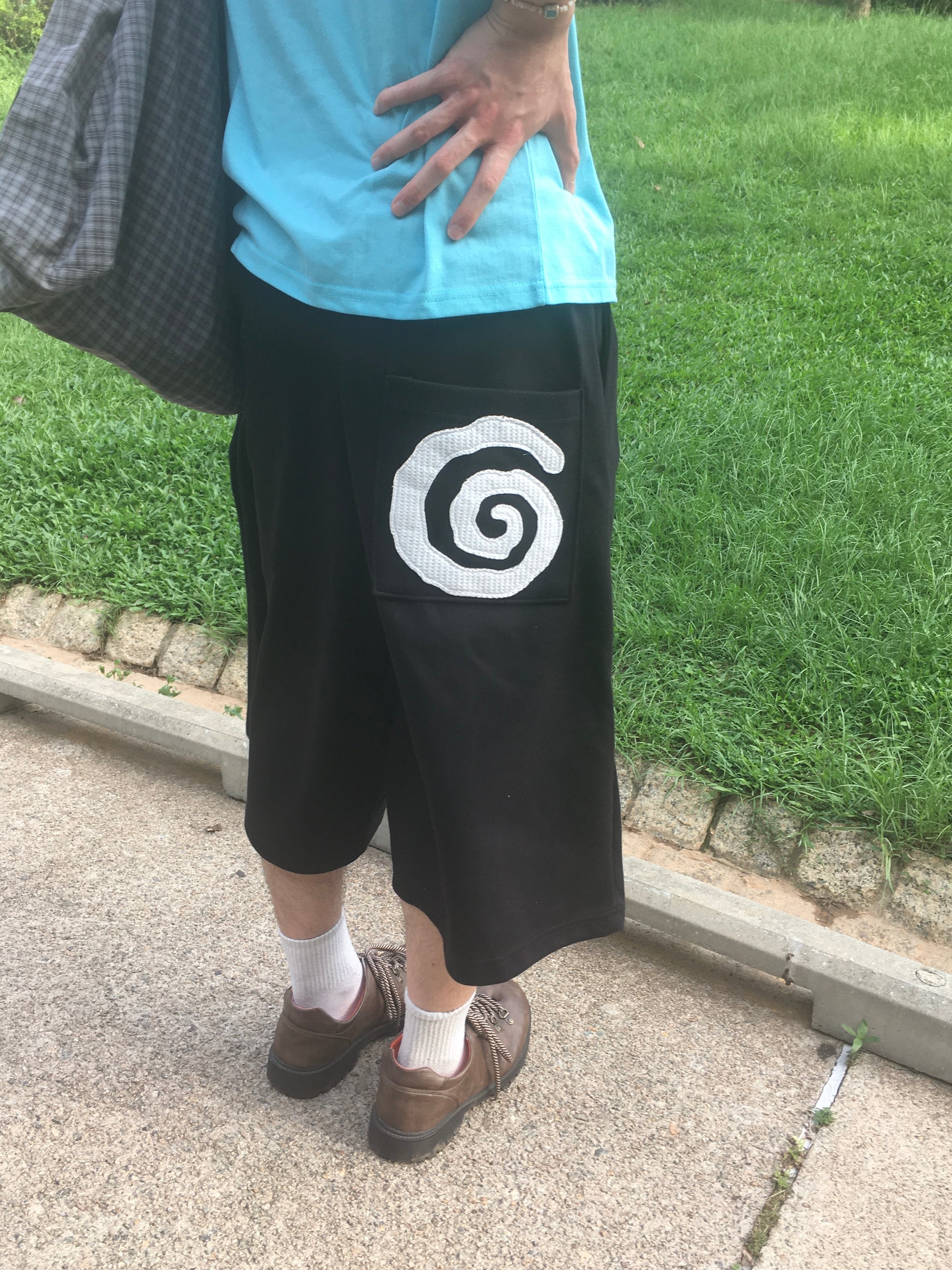 spiral half sweat pants (black)