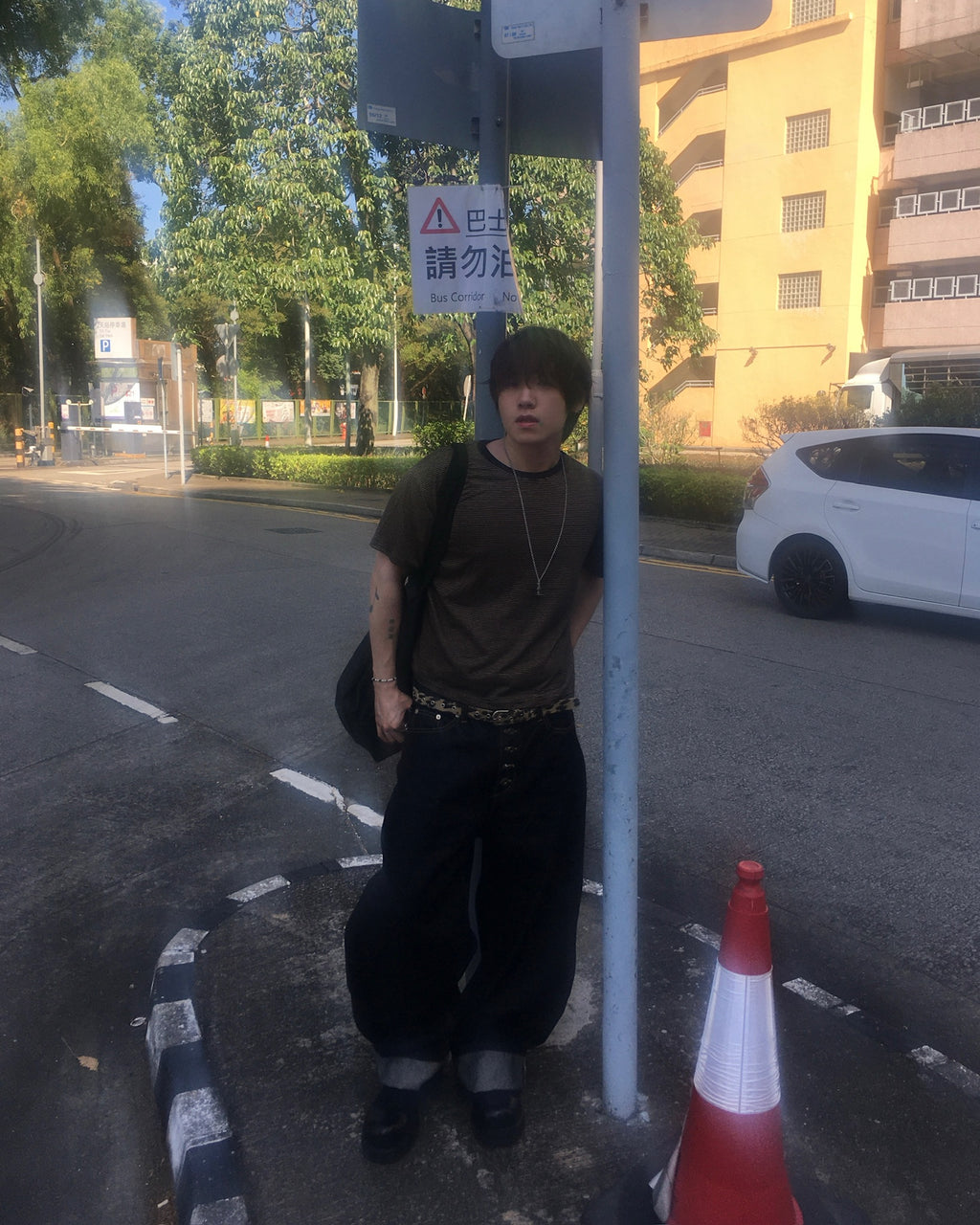 basic striped tee (black)