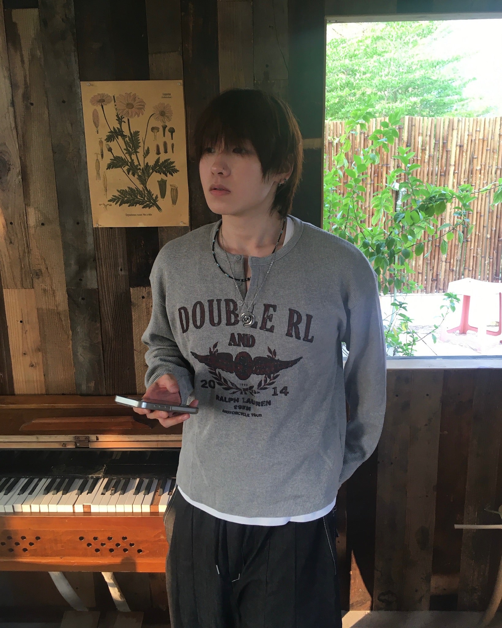 vintage waffle crop tee (grey)