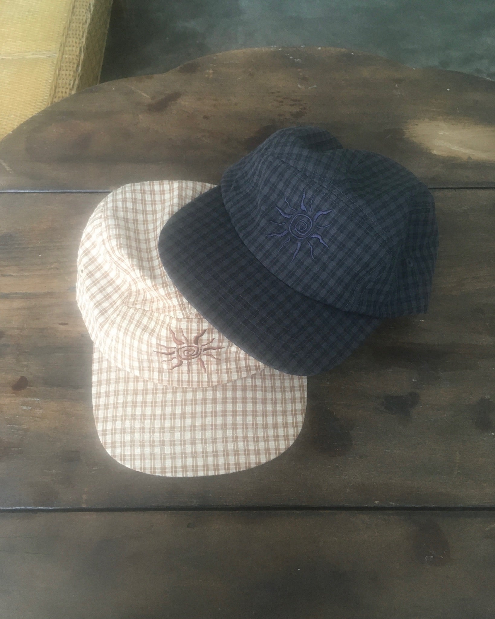 sun checked cap (brown)
